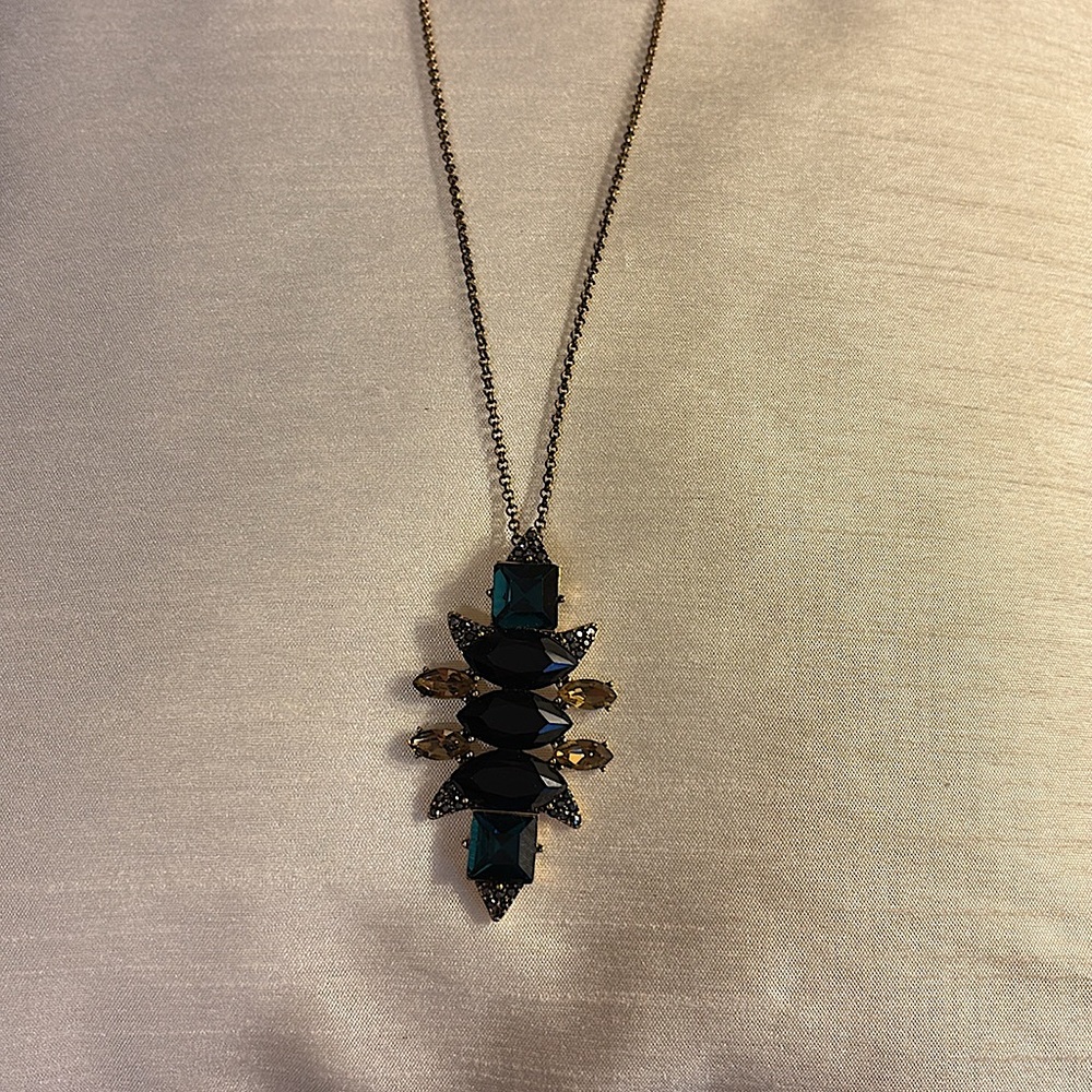 J.Crew Elegant Blue and Black Pendant Necklace - Picture 6 of 7